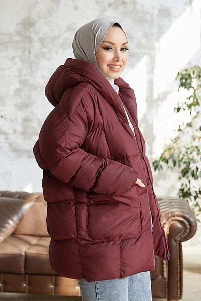 InStyle Palton puf Mona Casual - Roșu Claret