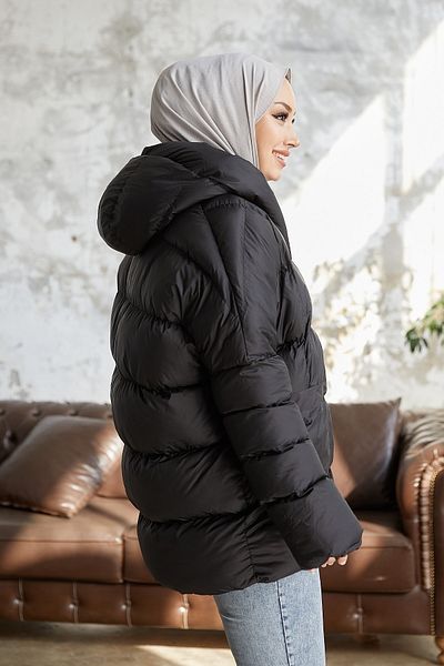 InStyle Mona Casual Puffer Jacket - Μαύρο
