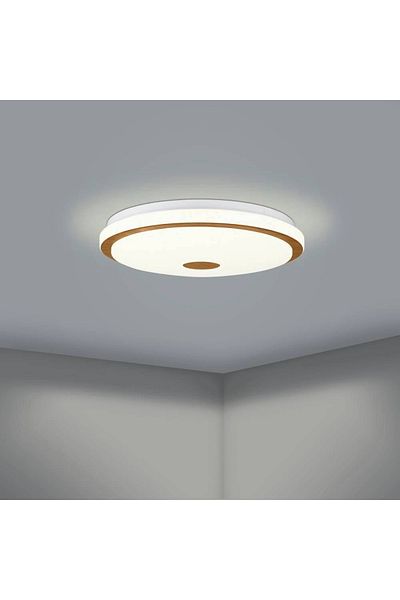 Eglo 900599   - "Lancıano 1" Indoor White and Brown Led Ceiling Lamp with Steel and Wood Material - Ip20 Max