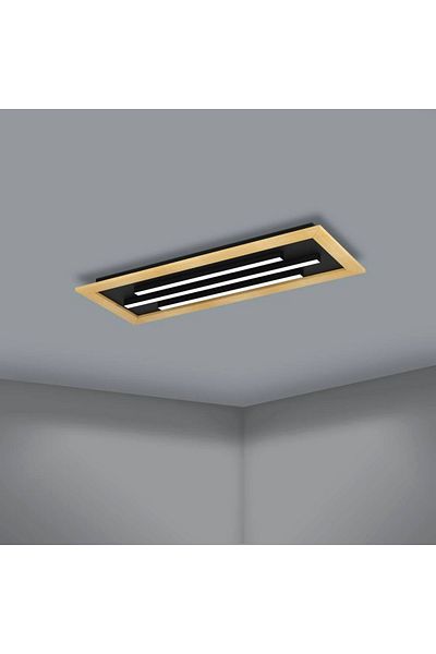 Eglo 900604   Black & Brown Steel & Wood Led Ceiling Light - Ip20 Max: 2