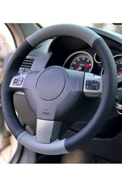 gürler oto kılıf ve aksesuar Opel Astra H Uyumlu Direksiyon Kılıfı Gri-siyah