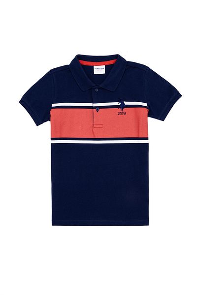 U.S. Polo Assn. Tricou cu gât polo bleumarin pentru băiat