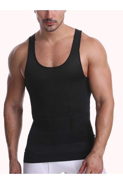 MİSTİRİK Torenova Model Men's Tank Top Corset 5 Zone Effect Black Color