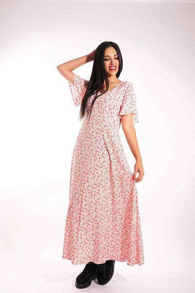 Blues Outlet Rochie florală de damă cu decolteu în V-roz