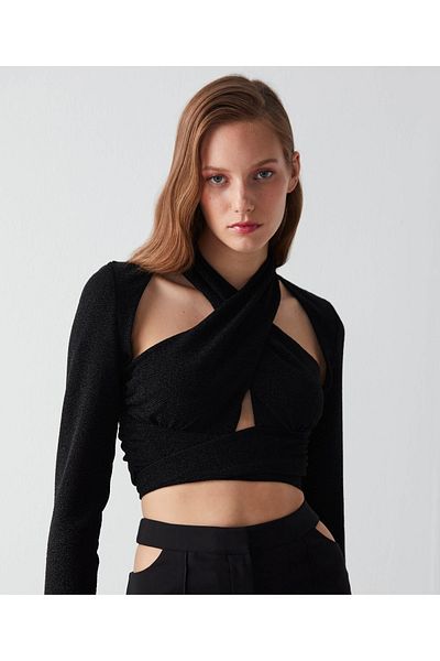 İpekyol Glitter crop μπλούζα