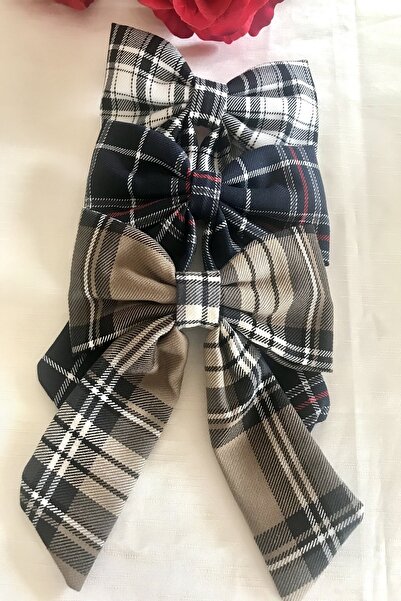 alsaccessories Cataramă cu fundă din 3 piese cu model în carouri Negru, bleum...