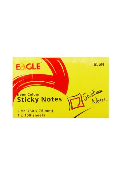 Eagle 50x75 Mm Neon Color Adhesive Note Paper 100 Sheets (656n) Yellow