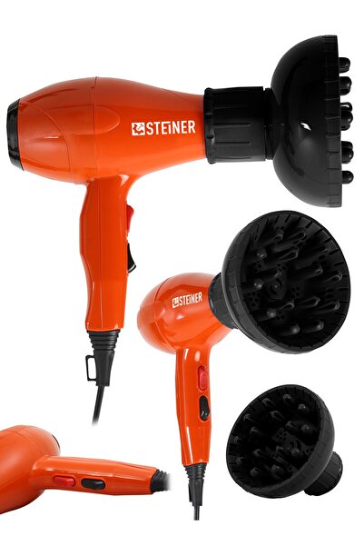 STEİNER Alman 3600 Watt Professional Saç Kurutma Makinesi Ac Motor Fön Makinesi + Difüzör + 2 Adet Başlık