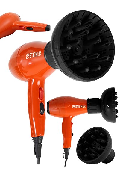 STEİNER Alman 3600 Watt Professional Saç Kurutma Makinesi Ac Motor Fön Makinesi + Difüzör + 2 Adet Başlık