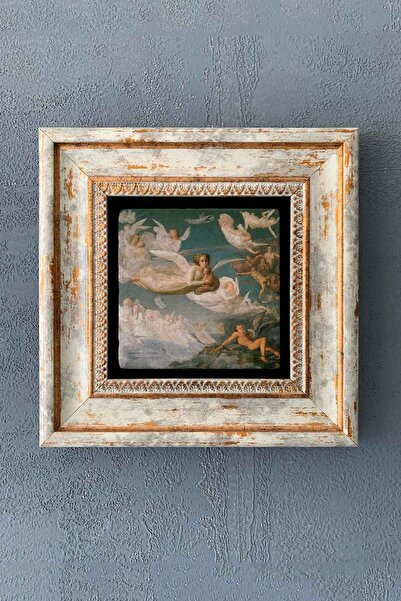 Oscar Stone Decor Gökteki Melekler Çerçeveli Taş Tablo 20x20 Cm-wall Decor
