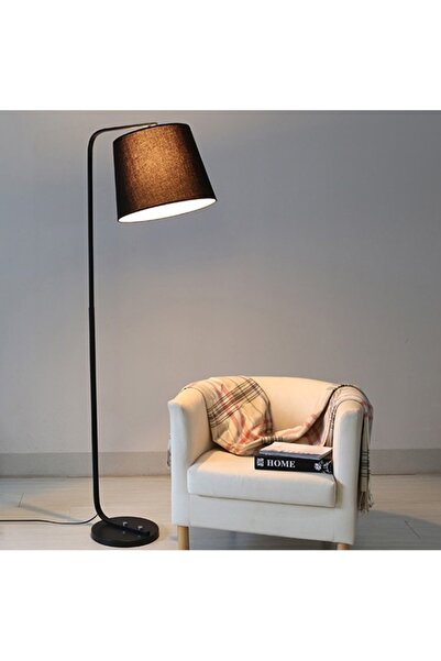 RİOLİGHT Retro Rustik Siyah Hareketli Kumaş Başlık Metal Lambader Köşe Lambası