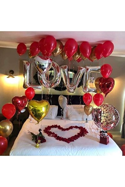MFM Σετ μπαλόνια από ασημένιο φύλλο για την ημέρα του Αγίου Βαλεντίνου