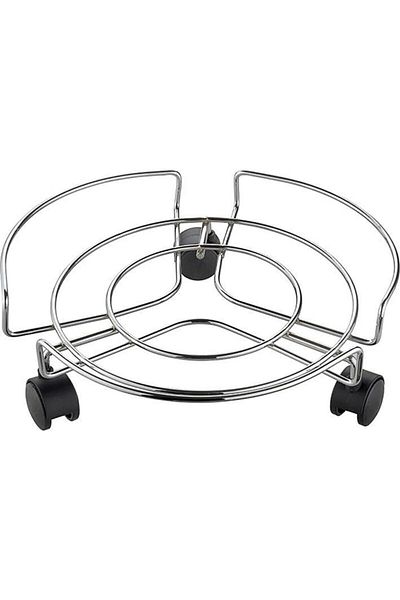MCM GROUP Chrome Carboy Base - Carrier Tube Flower Pot and Wheeled Carrying Apparatus