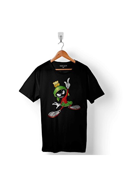 Kendim Seçtim Muška crna majica Marvin The Martian Marvin Logo 2 sa V-izrezom