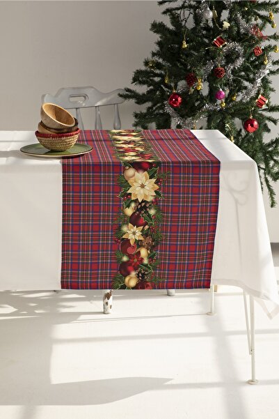 AYSHOME Ays Home Gingham Christmas Floral Runner