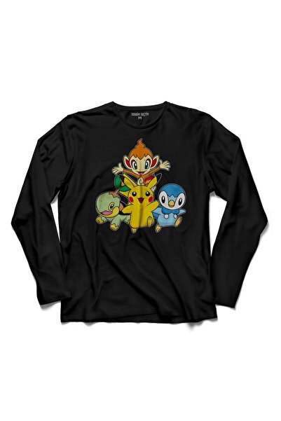 Kendim Seçtim Pokemon Pıkachu Chımchar Pıplup Turtwıg Uzun Kollu Tişört