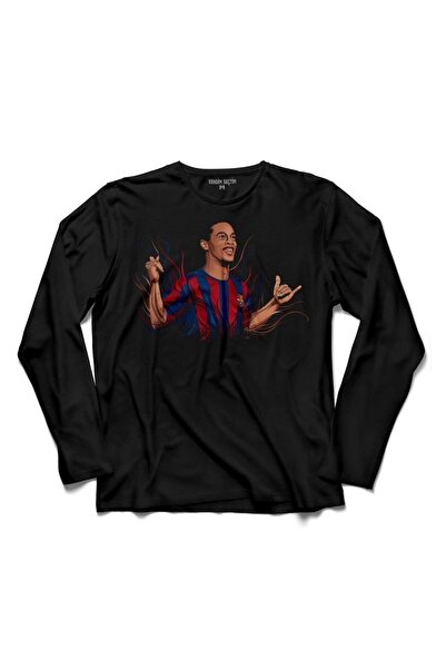 Kendim Seçtim Ronaldınho Gaucho 10 Uzun Kollu Tişört Baskılı Çocuk T-shirt