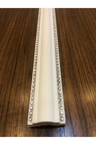 yeditepe osmanlı 2 Şeritli Dekoratif Gümüş Renk Taşlı Strafor Köpük Çıta Kart...