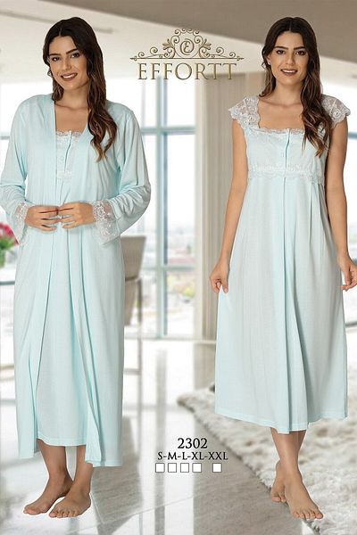Effort Pijama Women's Turquoise Maternity Nightgown Set 2302t