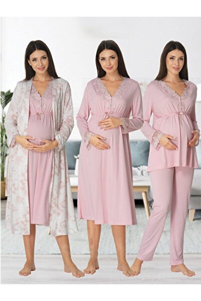 Effort Pijama مجموعة بودرة الأمومة المكونة من 4 قطع من Hamile Çarşı Effort 8096