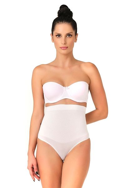 Emay Seamless High Waist Abdominal Support String Panties Corset 2054 White