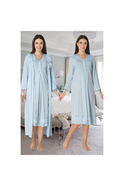 Effort Pijama Set cămașă de noapte de maternitate Blue Effortt pentru femei