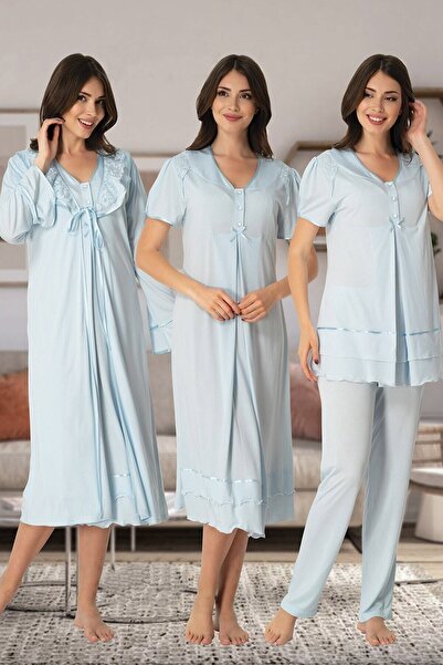 Effortt Women's Blue Maternity 4-Piece Set 8026