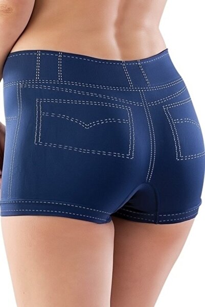 Emay Korse Сині шорти з укороченою довжиною та принтом у вигляді джинсових швів 3802