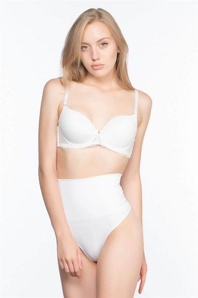 Emay Korse White 2813 High Waist Slip Laser Corset