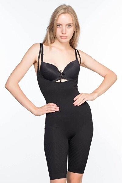 Emay Жіночий чорний безшовний подвійний боксерський корсет