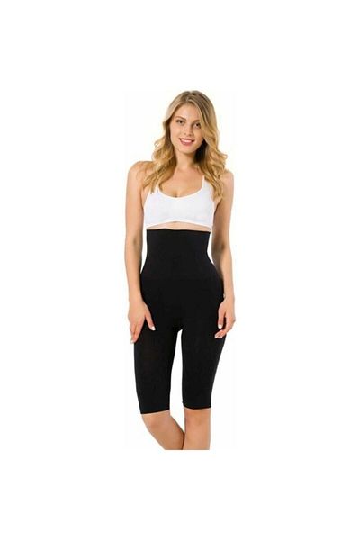 Emay Corset negru, fără sudură, cu picior lung, cu două straturi, cu talie înaltă