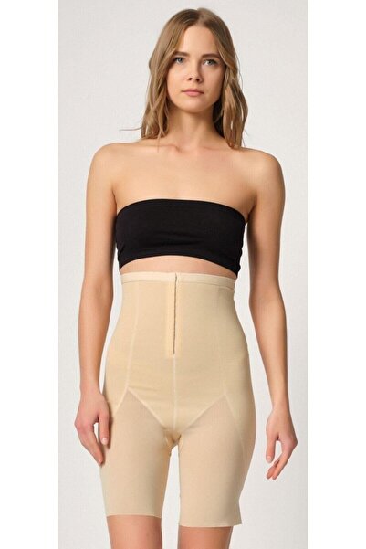 Emay Ženski bež korzet Sa detaljima od tila Oblikuje figuru Agraflı bokserice...
