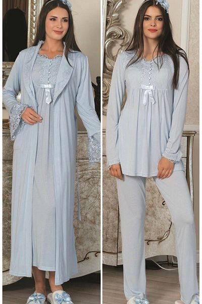 Mecit Set de maternitate 6 piese pijama femei 1924 albastru