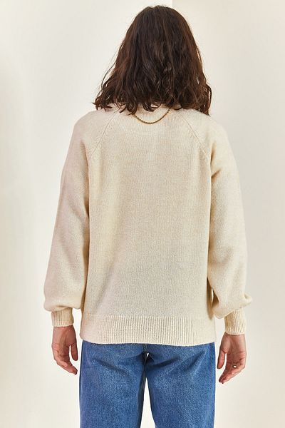 Bianco Lucci Damen-Strickpullover mit Knopfloch-Rollkragenpullover