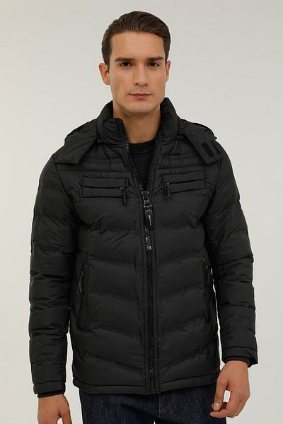 lumberjack M-everest Coat 2pr Μαύρο Ανδρικό Κοντό Παλτό
