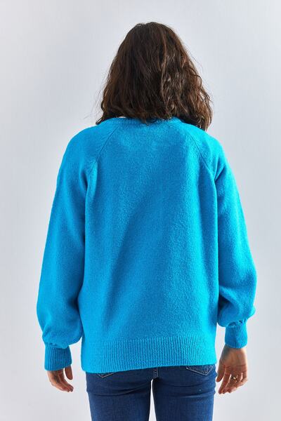 Bianco Lucci Dámský pletený svetr rolák s knoflíkovou dírkou