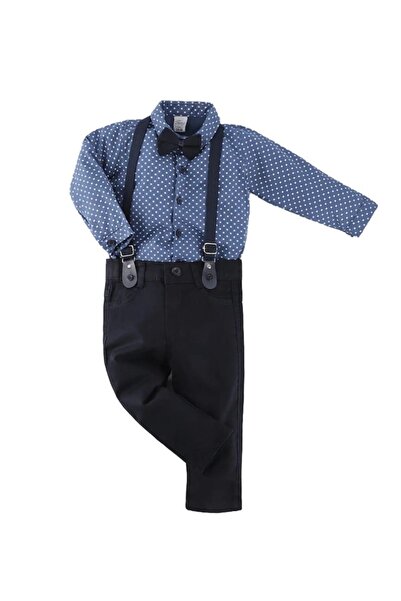 Bebeloji Baby Erkek Bebek Takım Gömlek Pantolon Papyon Askılı Şık Set (papyon...