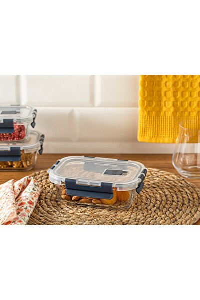 English Home دوريا حاوية تخزين زجاجية 400 مل أنثراسيت