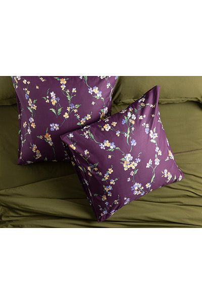 English Home Wild Pansies 65x65 cm Βαμβακερή Μαξιλαροθήκη - Plum Σετ 2 τεμαχίων