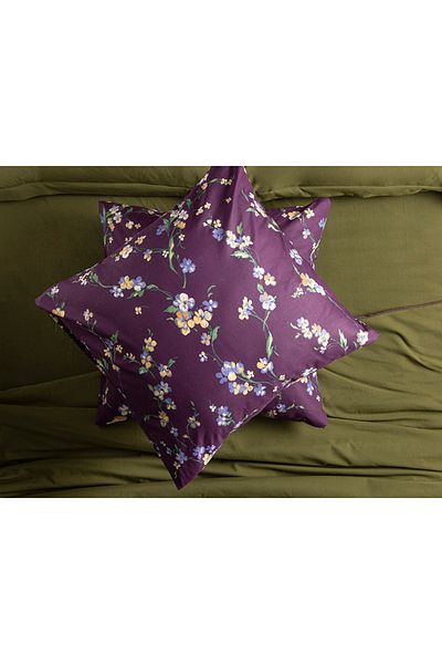 English Home Wild Pansies 65x65 cm Βαμβακερή Μαξιλαροθήκη - Plum Σετ 2 τεμαχίων