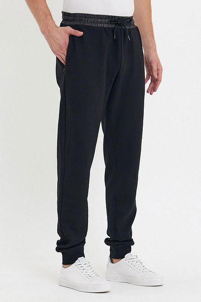 ENQUE Ανδρικό φαρδύ ελαστικό Jogger Basic Chino μαύρο παντελόνι