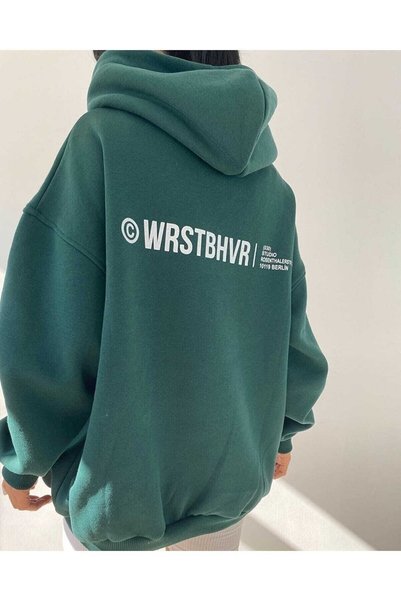 Machetta Büyük Beden Wrst Baskılı Unisex Nefti Oversize Kapüşonlu Sweatshirt