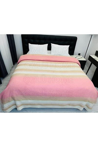 Özlü Home Double 4 Season Cotton Blanket Pique Pink
