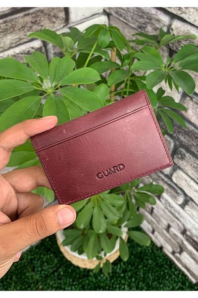 GUARD Antique Burgundy Genuine Leather Card Holder for Men/Women - P1169
