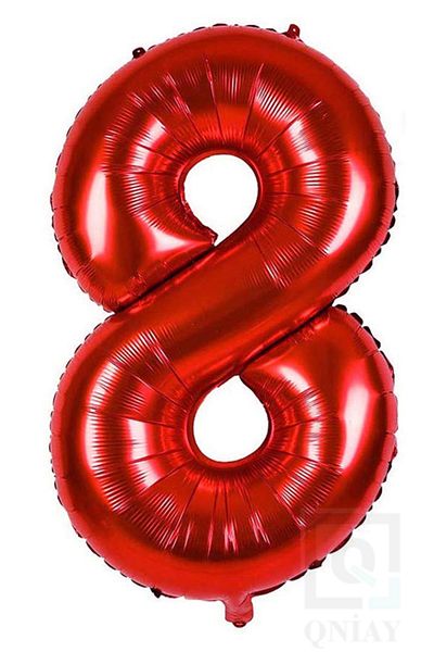 Kalsiyum Mood 100 cm Red Foil 8 Numbers Balloon 40 Inc Party Number Birthday Balloon