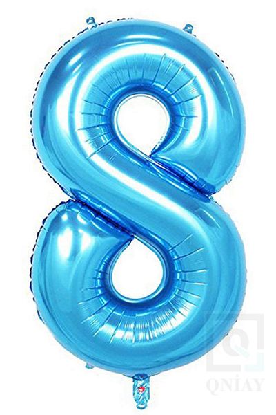 Kalsiyum Mood 100 cm Blue Foil 8 Number Balloon 40 Inc Party Number Birthday Balloon