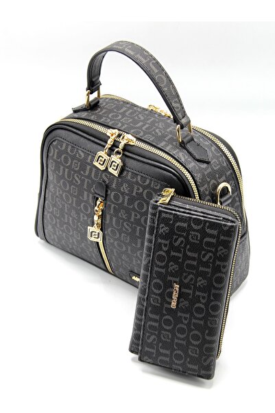 Just Polo Women's Black Bag Wallet Combination