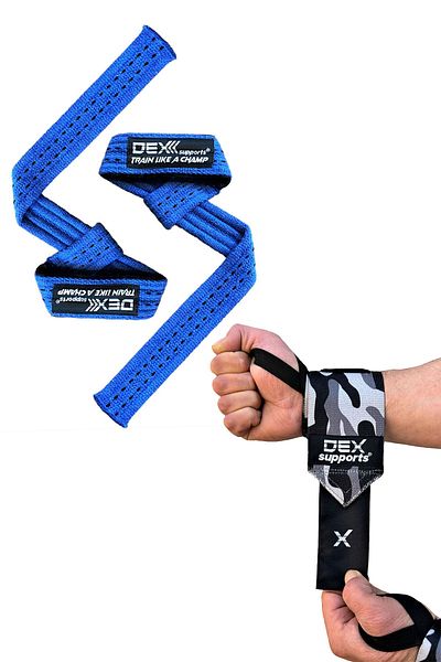 Dex Supports Lasting Energy Lifting Straps Pro Dark Tone Camouflage Wrist Wraps Set of 2