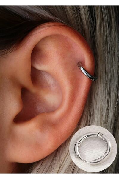TakıConcept Çelik Mini Boy Kıkırdak Tragus Helix Halka Gümüş Küpe