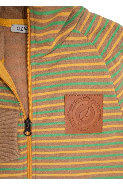 Ozmoz By Mukadder Özden Recycle Cotton Hooded Striped Girl's Jacket